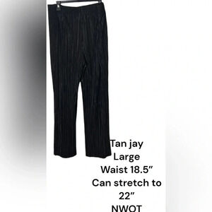 TAN JAY wide leg  crinkle pants,women  L,but can fit to XXL. Black,wrinkle free